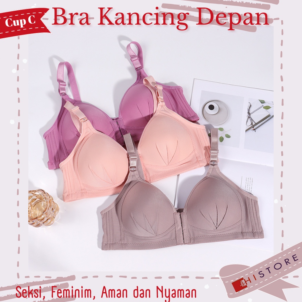 [HI] Bra Wanita Seamless Push Up Gesper Depan Kancing Depan Busa Tipis Tanpa Kawat Elegan 389