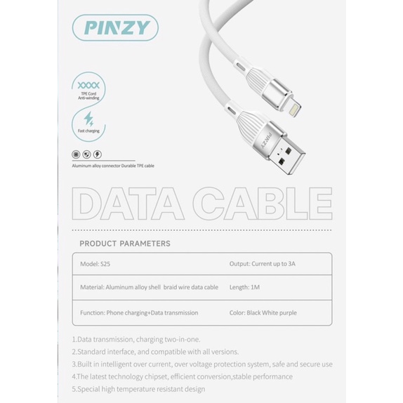 Kabel Data C25 - Kabel Cahrger PINZY C25 USB Type C Support Fast Charging - C25 Type C