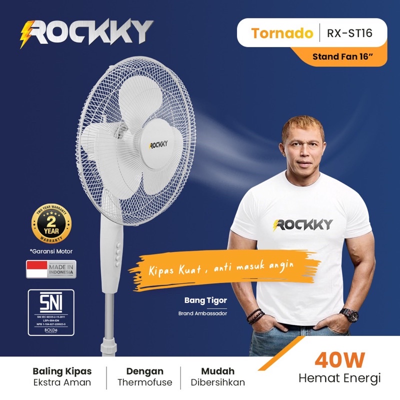 ROCKKY Kipas Angin Tornado 16 inch Garansi 2 Tahun