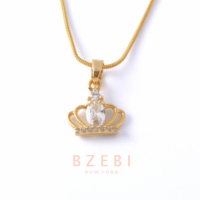 Kalung Emas 18k Dengan Liontin Berlian Bahan Titanium Steel Anti Karat 158n Gaya Korea Untuk Wanita