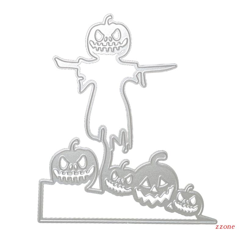 Cetakan Stensil Cutting Dies Motif Labu Halloween Bahan Metal Untuk Scrapbook / Craft DIY