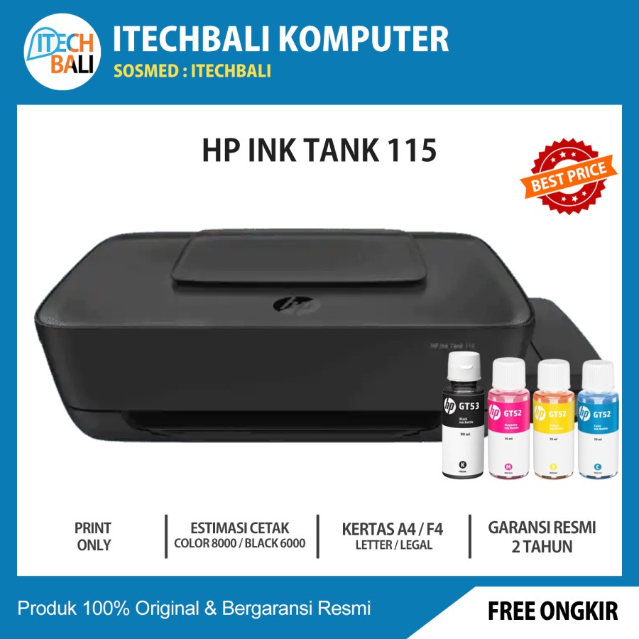 Printer HP Ink Tank 115 Print Only Garansi Resmi