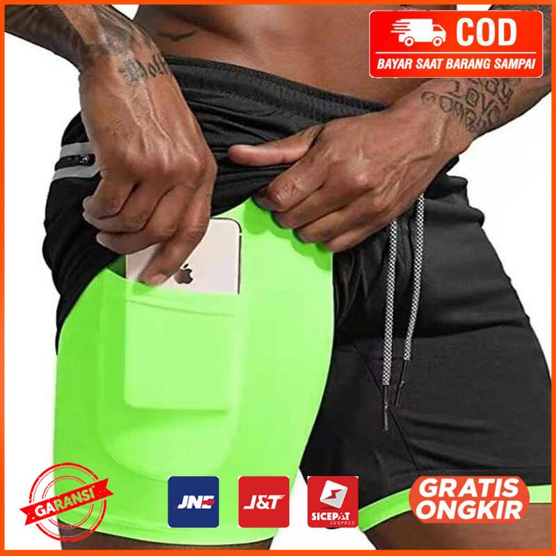 Celana Pendek Olahraga Gym Pria Double Layer GY003