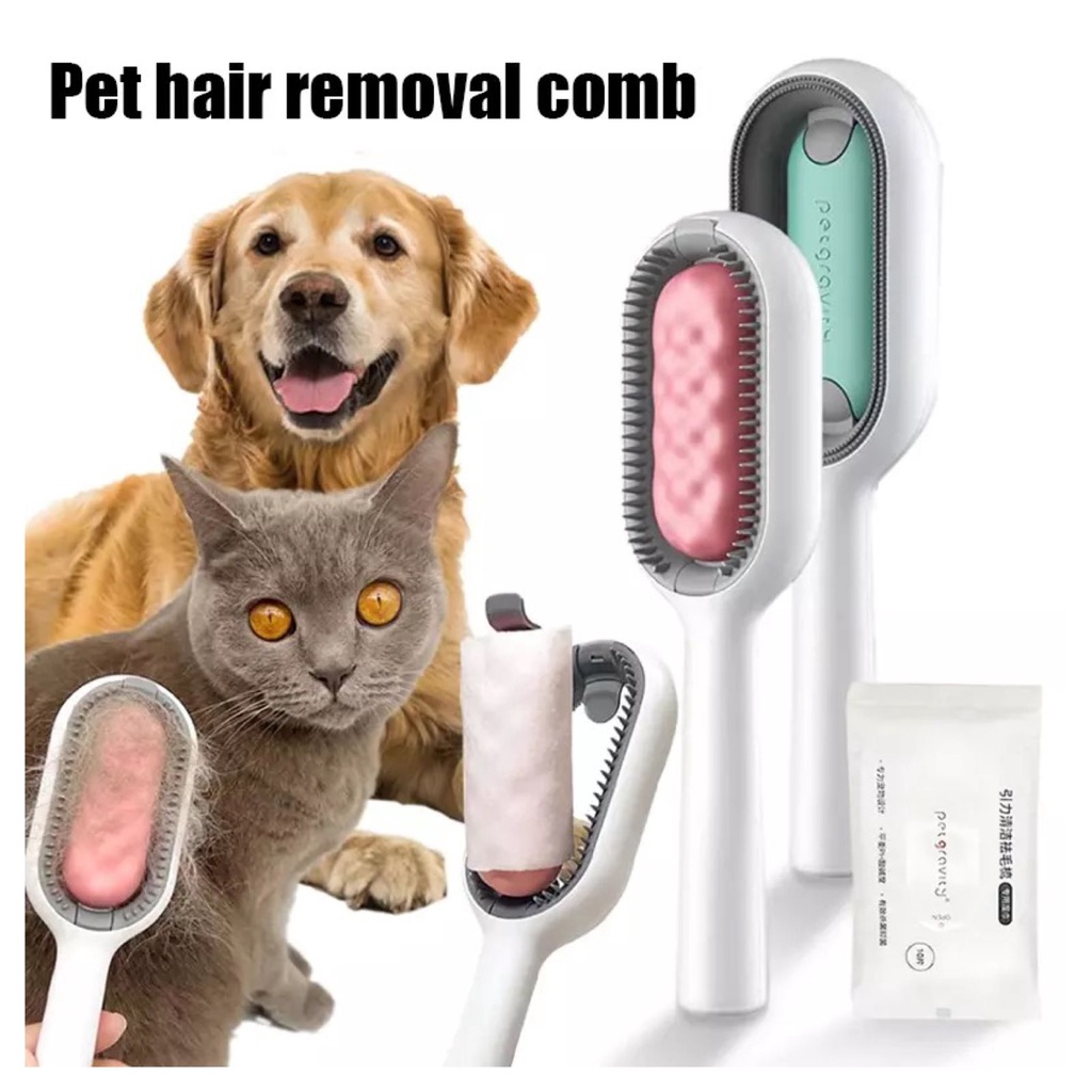 Sisir Rambut Bulu Kucing Anjing Hewan Peliharaan Sikat Penghilang Bulu Kusut Keriting Rambut Panjang Pendek Perawatan Rambut