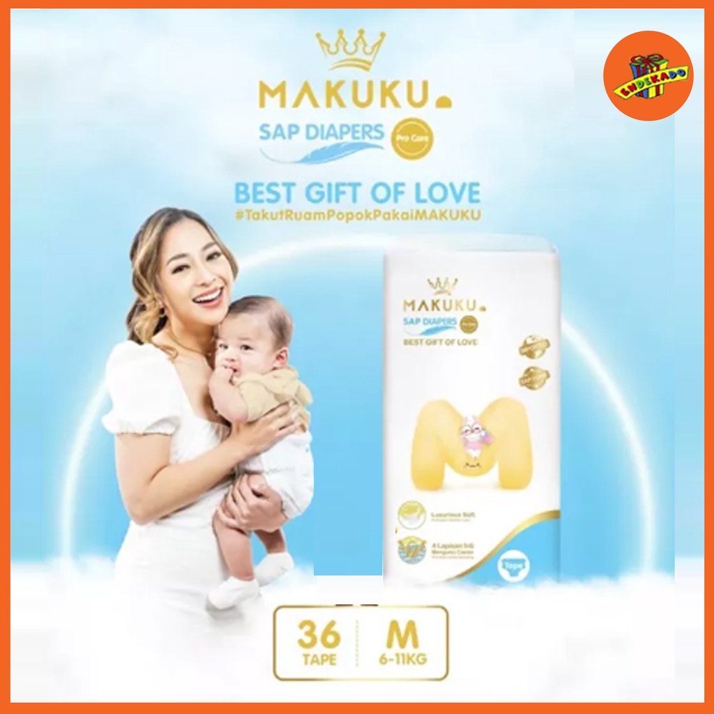 MAKUKU Air Diapers Premium Pro Care Tape M36 - M 36 - Popok Perekat