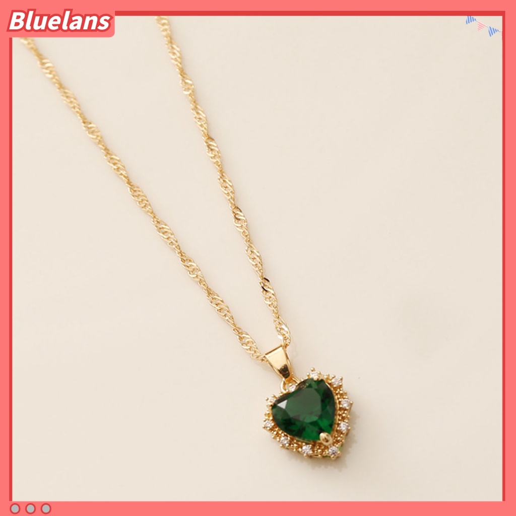 Kalung Rantai Liontin Hati Kecil Aksen Berlian Imitasi Untuk Perhiasan Wanita