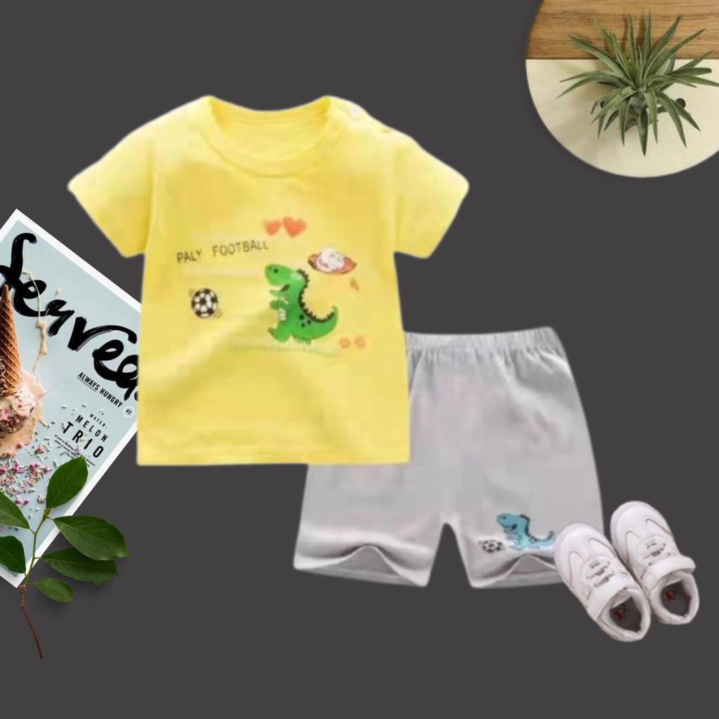 HappyOliver KIDS SUIT PENDEK H5 Setelan Anak Bahan Kaos Lengan + Celana Berkualitas Import ebv cowok NEW2