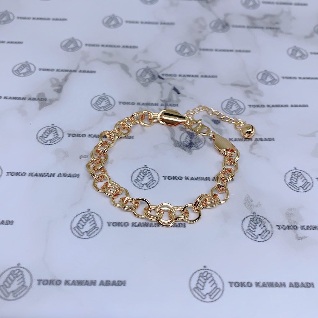 Xuping Gold Gelang Tangan Wanita Model Bangkok Berlapis Warna Emas 24K *68