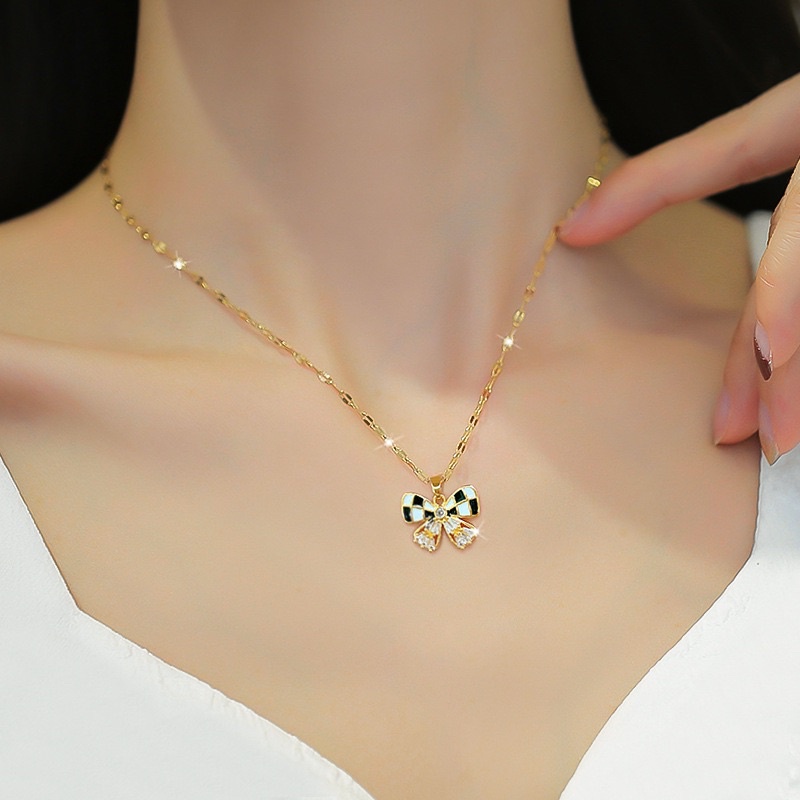 kalung titanium cantik korea diamonde banyak aneka variasio