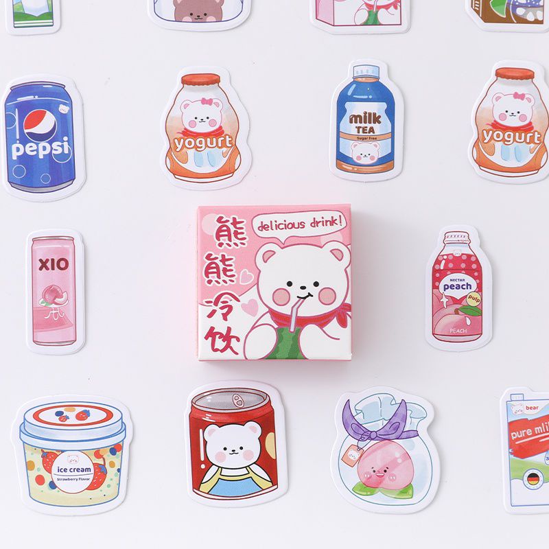 

✅ 46 Pcs Cute Snack Bear Sticker box Untuk Stiker Scrapbook, Dekorasi Diary