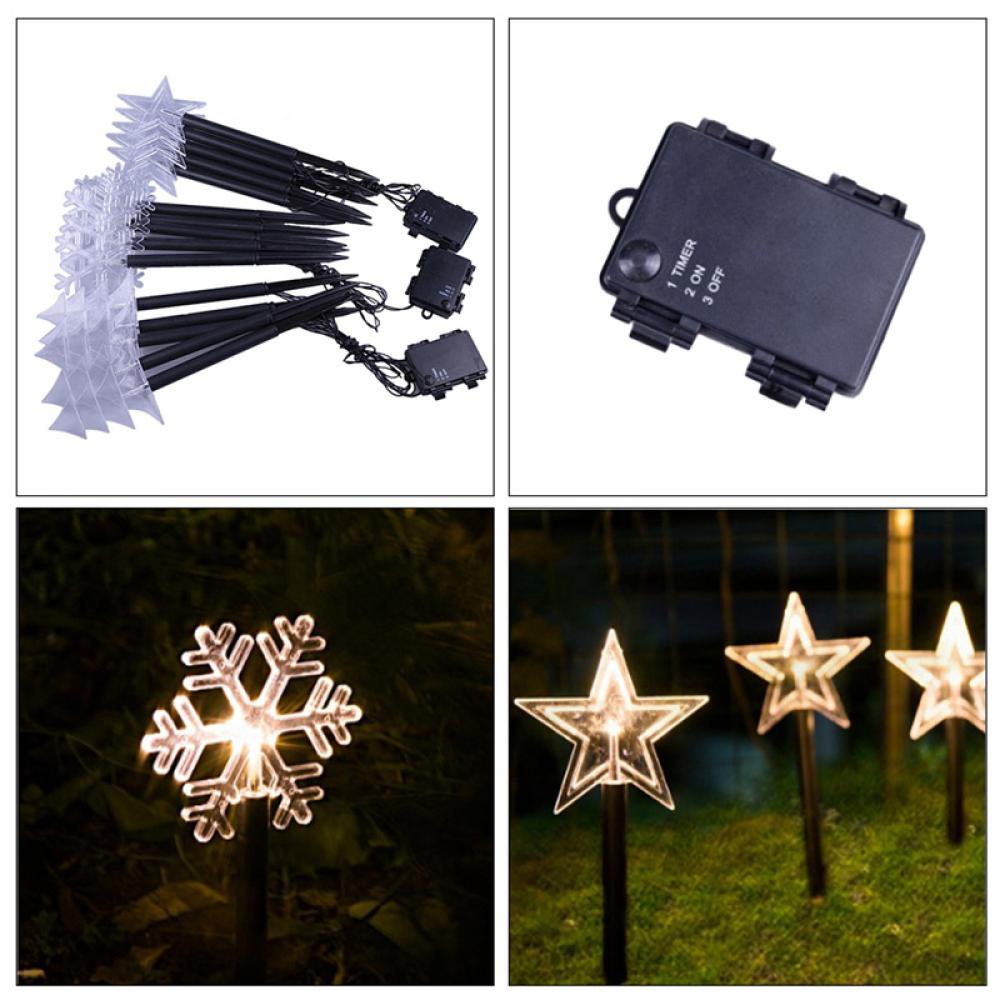 Timekey Lampu Taman LED Tenaga Surya Anti Air Bentuk Snowflake Untuk Dekorasi Outdoor N2R6