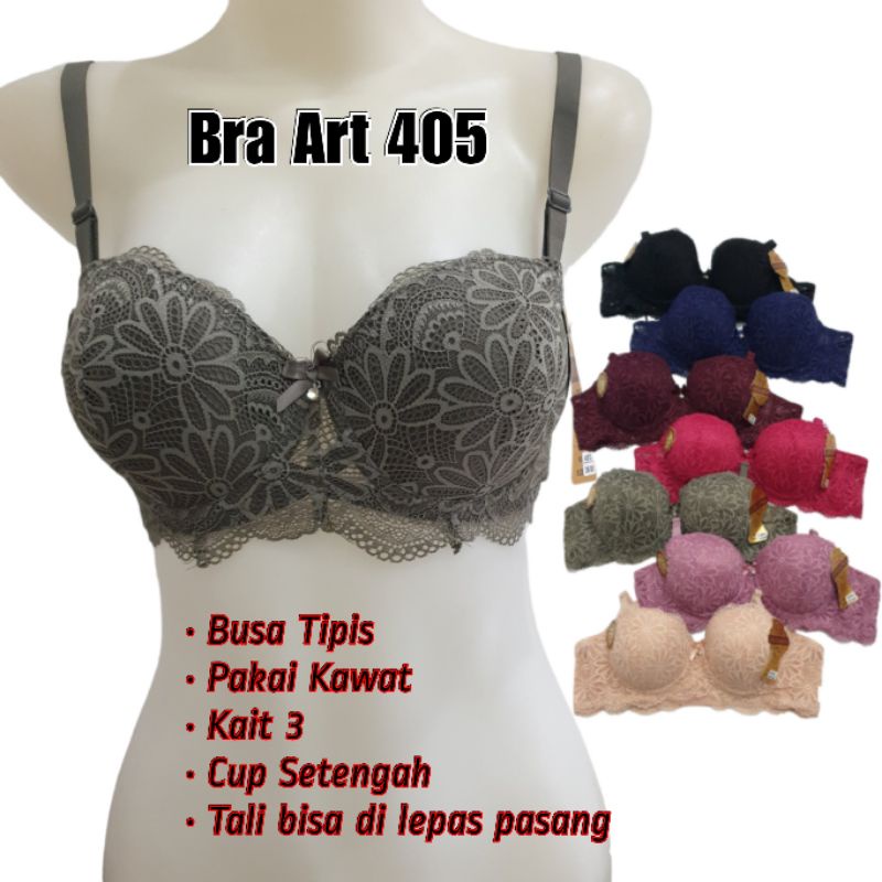 Bh Busa Tipis Pakai Kawat Full Brokat | Bra Art 405 Full Brokat Busa Tipis Kait 3