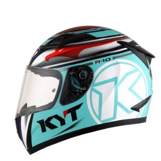 Helm KYT R10 #3 - Black/Aqua Blue-Helm Kyt R10 Polos & Motif seri #2 #3 #4 Aquamarine