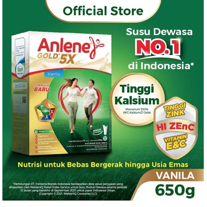 

[ COD ] ANLENE GOLD PLUS 5X SUSU DEWASA VANILLA COKLAT 640 GR