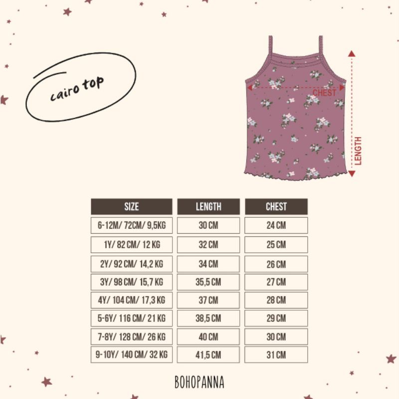 Cairo Top Bohopanna B74 / Cairo Top Bohopanna B58 / Tank Top Anak Perempuan