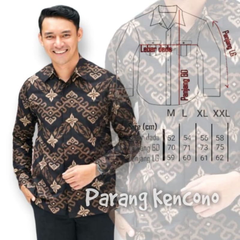 Batik Pria Lengan Panjang BATIK BERKAH HRB026 motif KERATONAN Kode 002 Reguler