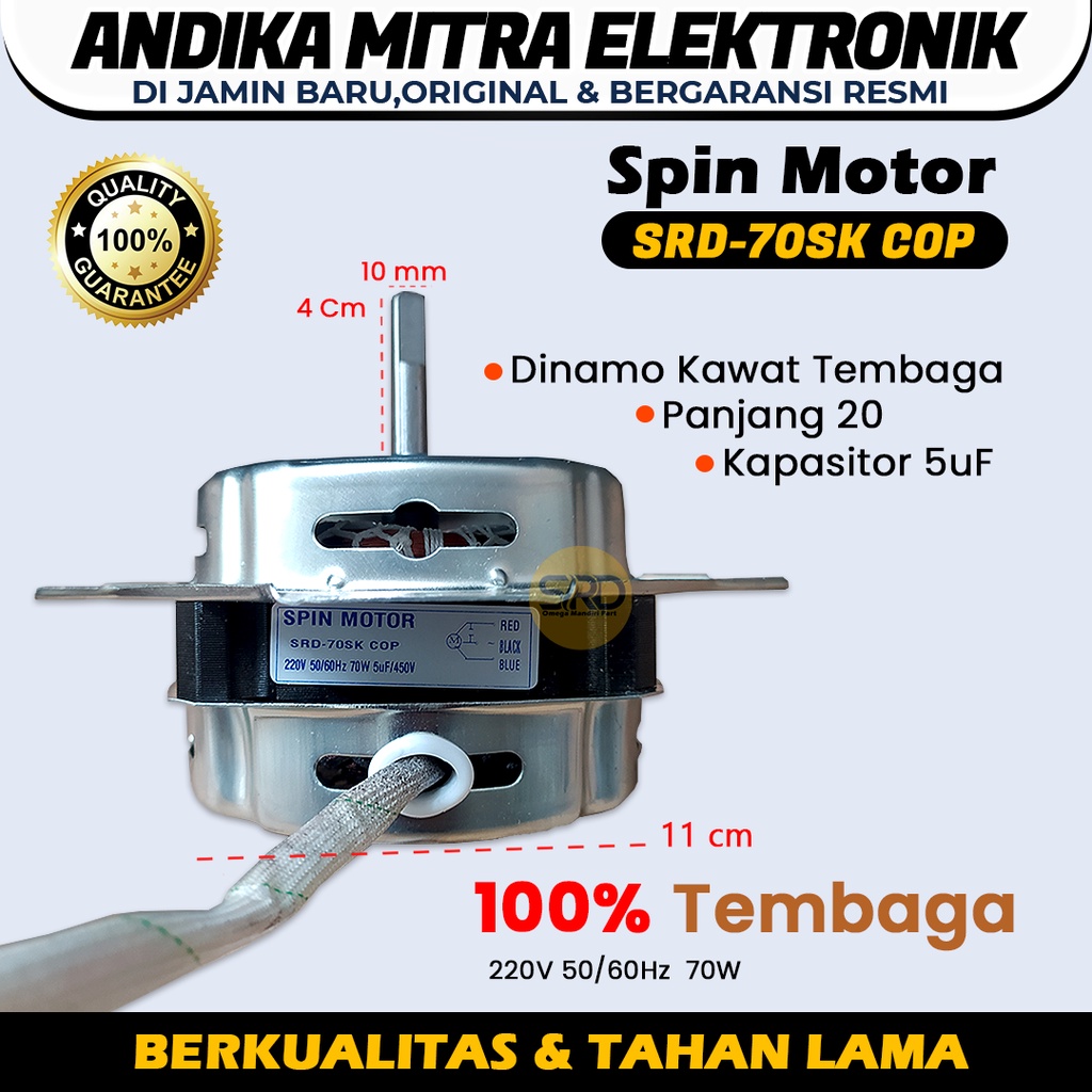 (F) Dinamo Spin Tembaga Mesin Cuci As 10 mm Merk Sanken SRD 70SK COP Cocok Untuk Semua Merk Mesin Cuci