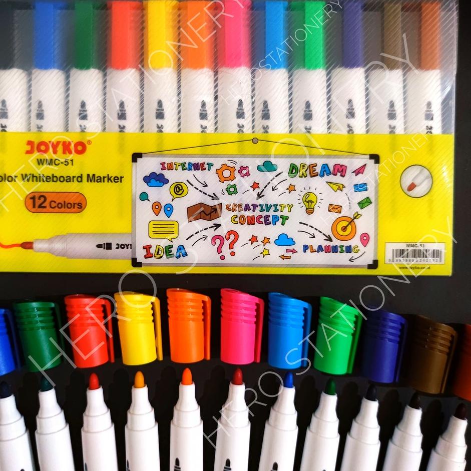 

Trend Color whiteboard marker spidol jumbo joyko set 12 warna WMC-51 ,.