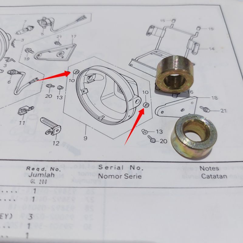 Bosh Collar Batok Lampu Honda Tiger Lawas Tiger Lama