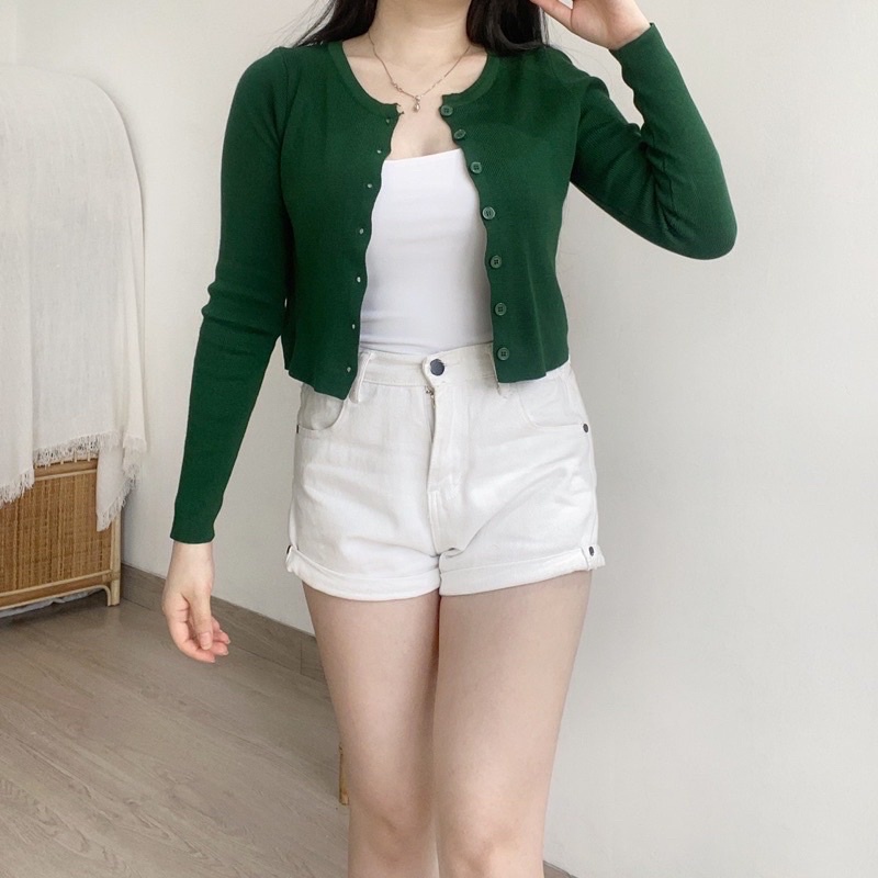 Cardigan Basic - Kardigan Crop Rajut - Cardy Kancing