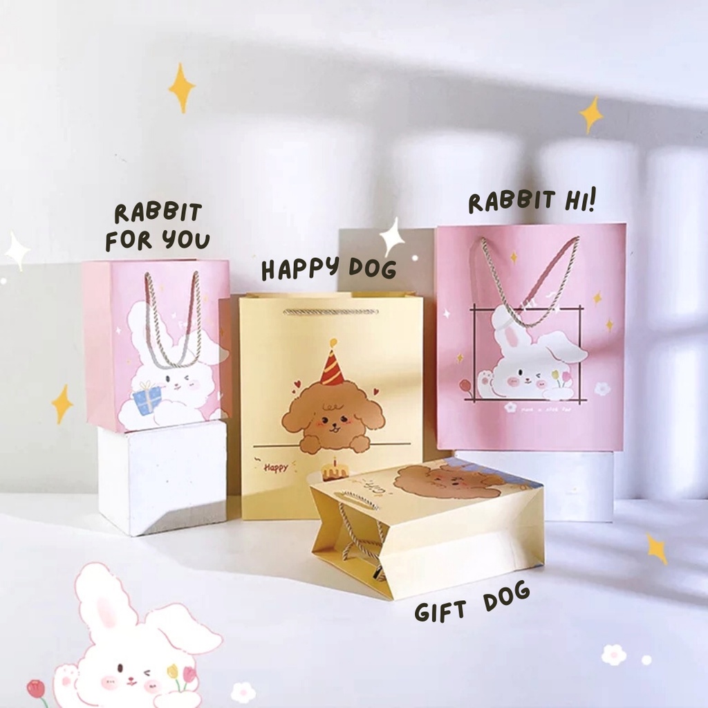 

Paper Bag Cartoon Rabbit Dog / Tas Goodie Bag Hadiah Kado Ulang Tahun Lucu