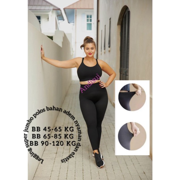 Legging Super Jumbo Panjang Polos BB dari 45 kg - 120kg BIG SIZE L-XXXXL