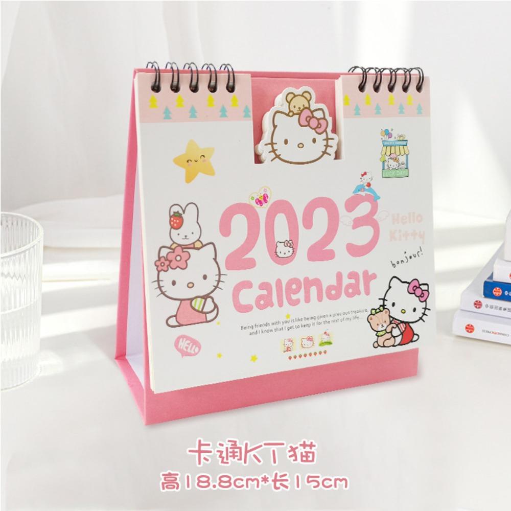 [Elegan] Kalender Meja 2023tahunan Kawaii Kartun Siswa Perencana Berdiri Sendiri Agenda Mini Tabletop Cowok Cewek Standing Flip Calendar