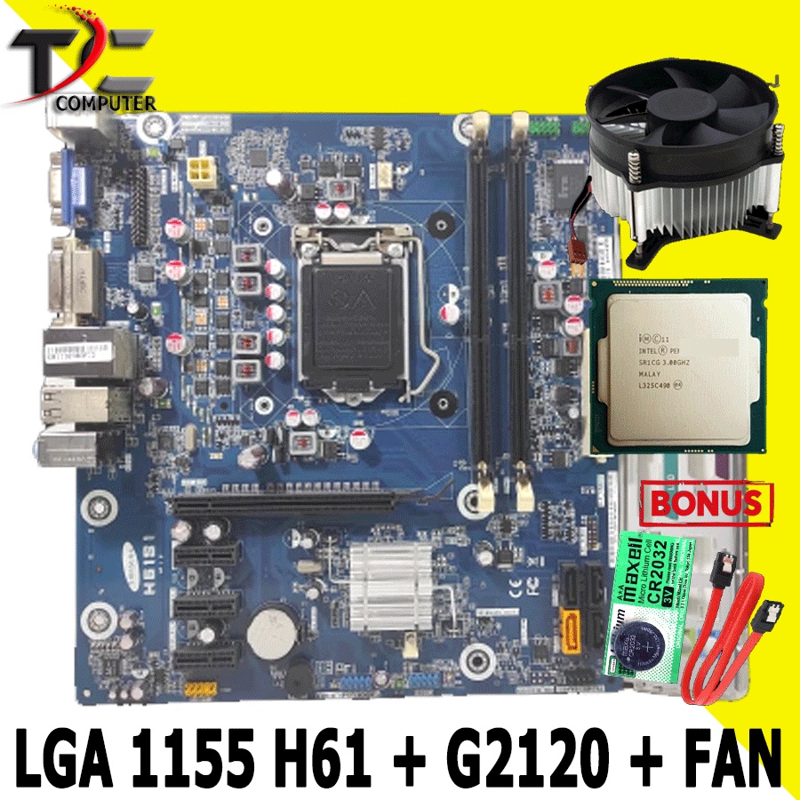 Paket Mobo Samsung LGA 1155 H61 Plus PROCESSOR G2120 Dan FAN INTEL ORI