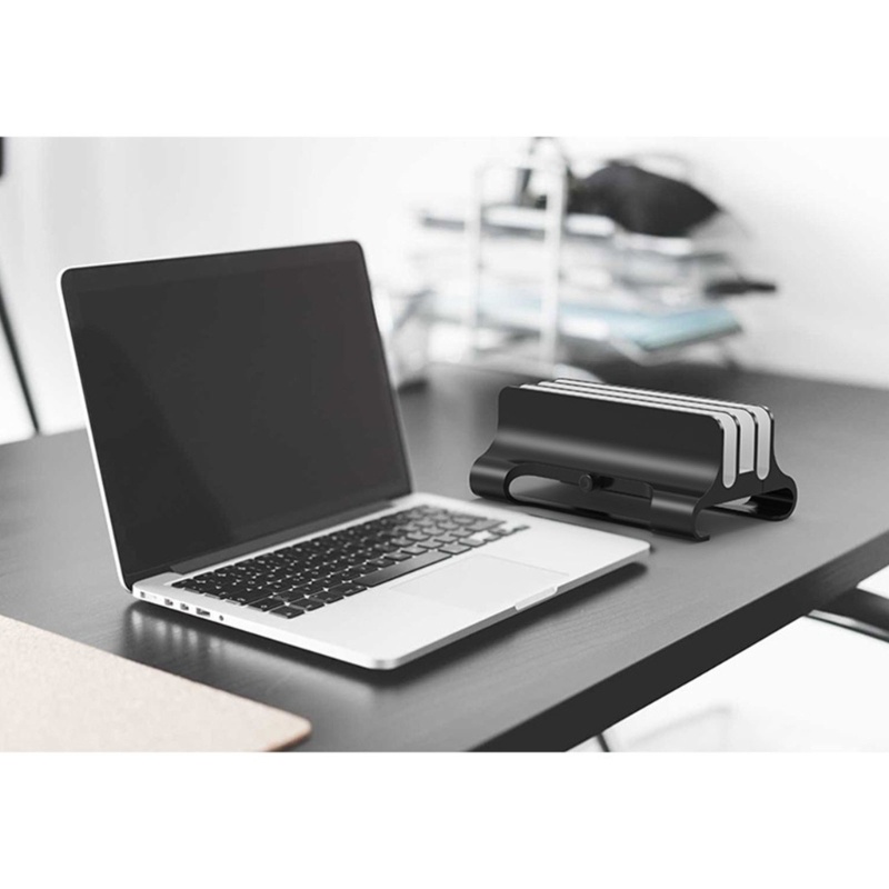 Rak Stand Holder Laptop Vertikal 3 Slot Bahan Aluminum Untuk Laptop 12-32mm / 0.47-1.25 &quot;