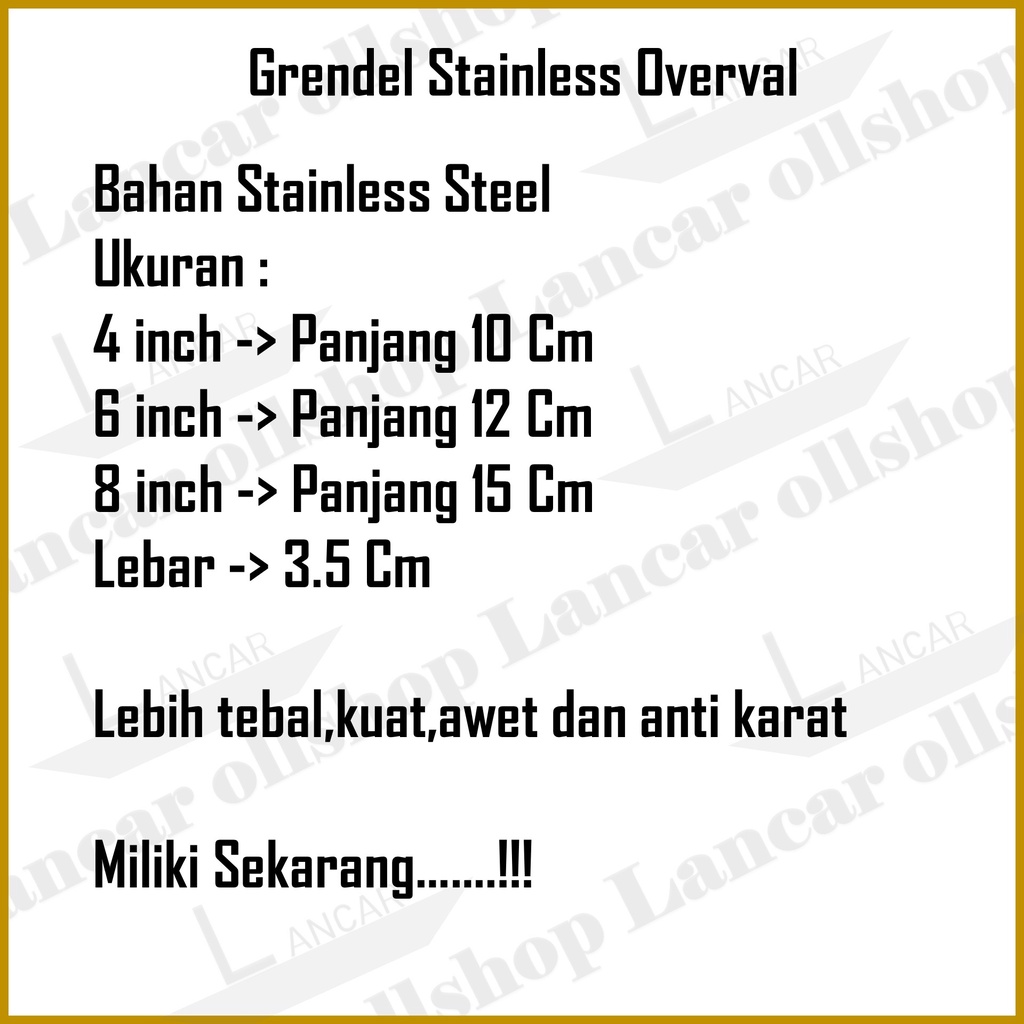 Grendel pintu stainless / grendel jendela / Slot Pintu / Slot Jendela 2 / 3 / 4 inch 6inch Grendel Overval Tebal Stainless Steel