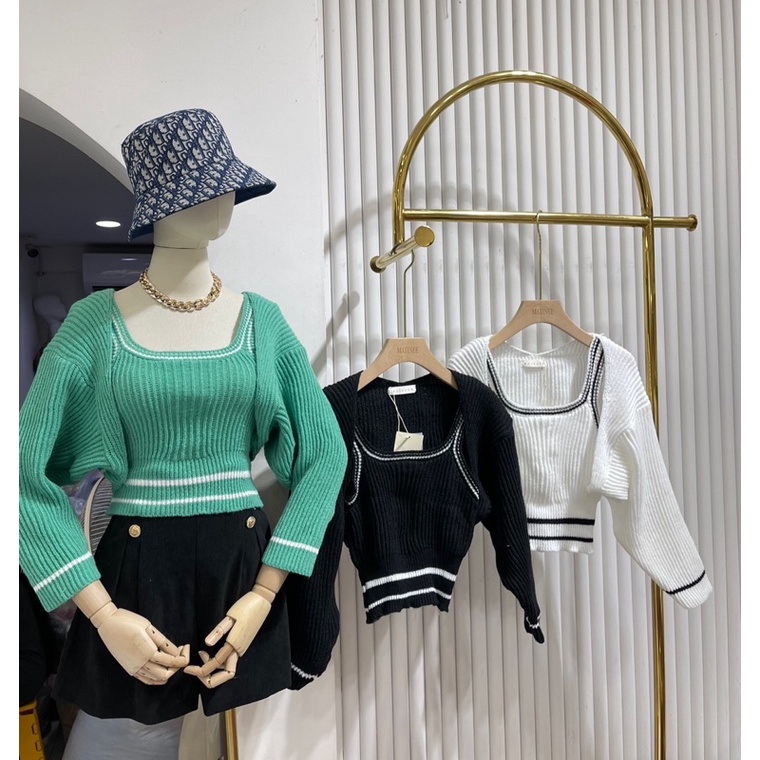 set cardigan import/outer import bangkok/ crop top cardigan