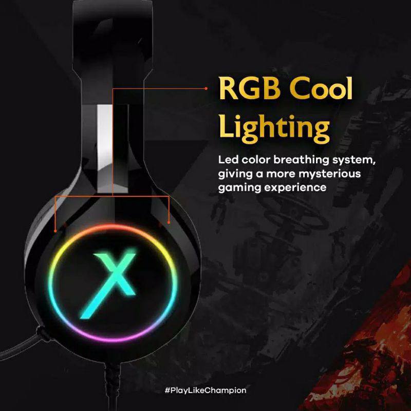 TGM - JETE X Headphone Gaming GA5 Series With RGB Light Color and Audio Controller / Headset