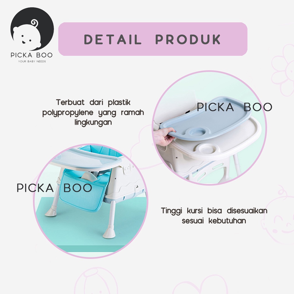 PICKA BOO Kursi Makan Bayi Fleksibel Dengan Roda Baby Meal Chair With Scooter