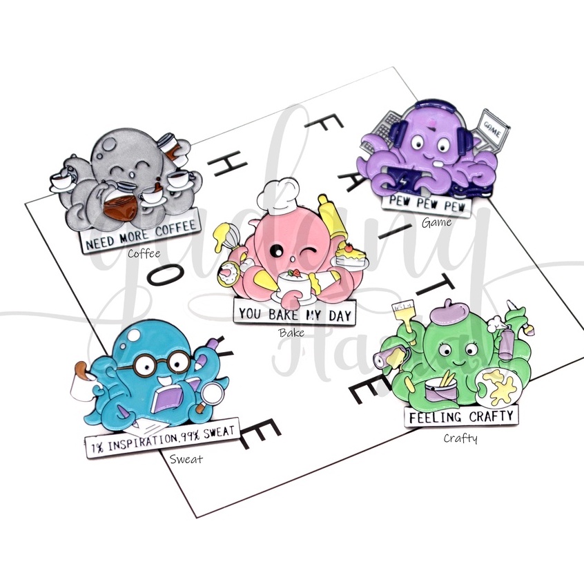 Pin Busy Octopus Bros Tas Motif Hewan Laut Gurita Unik GH 208229