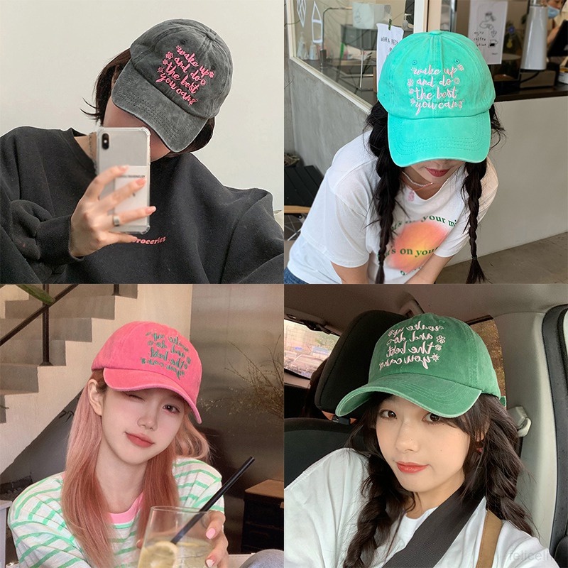 Topi Baseball Bahan Katun Motif Tulisan Untuk Wanita