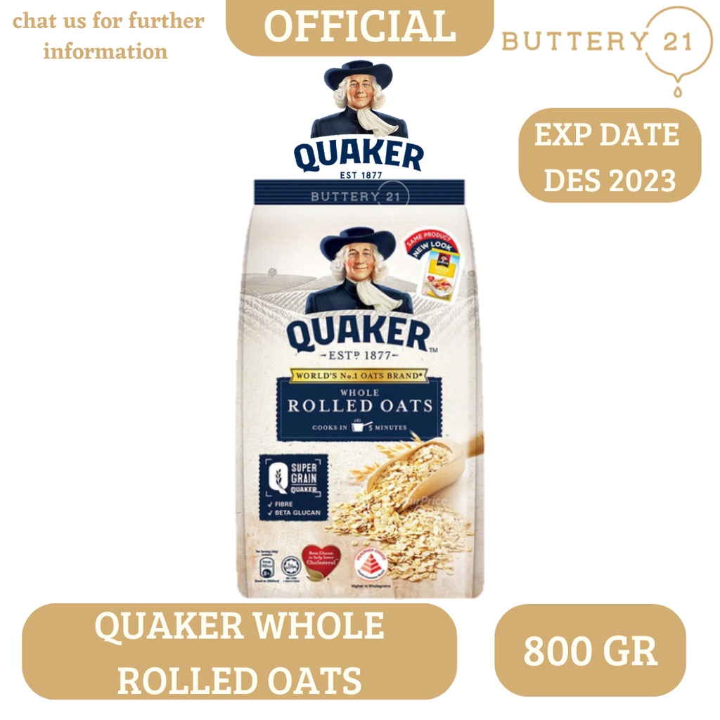 

QUAKER WHOLE ROLLED OAT 800 GR OATMEAL GANDUM