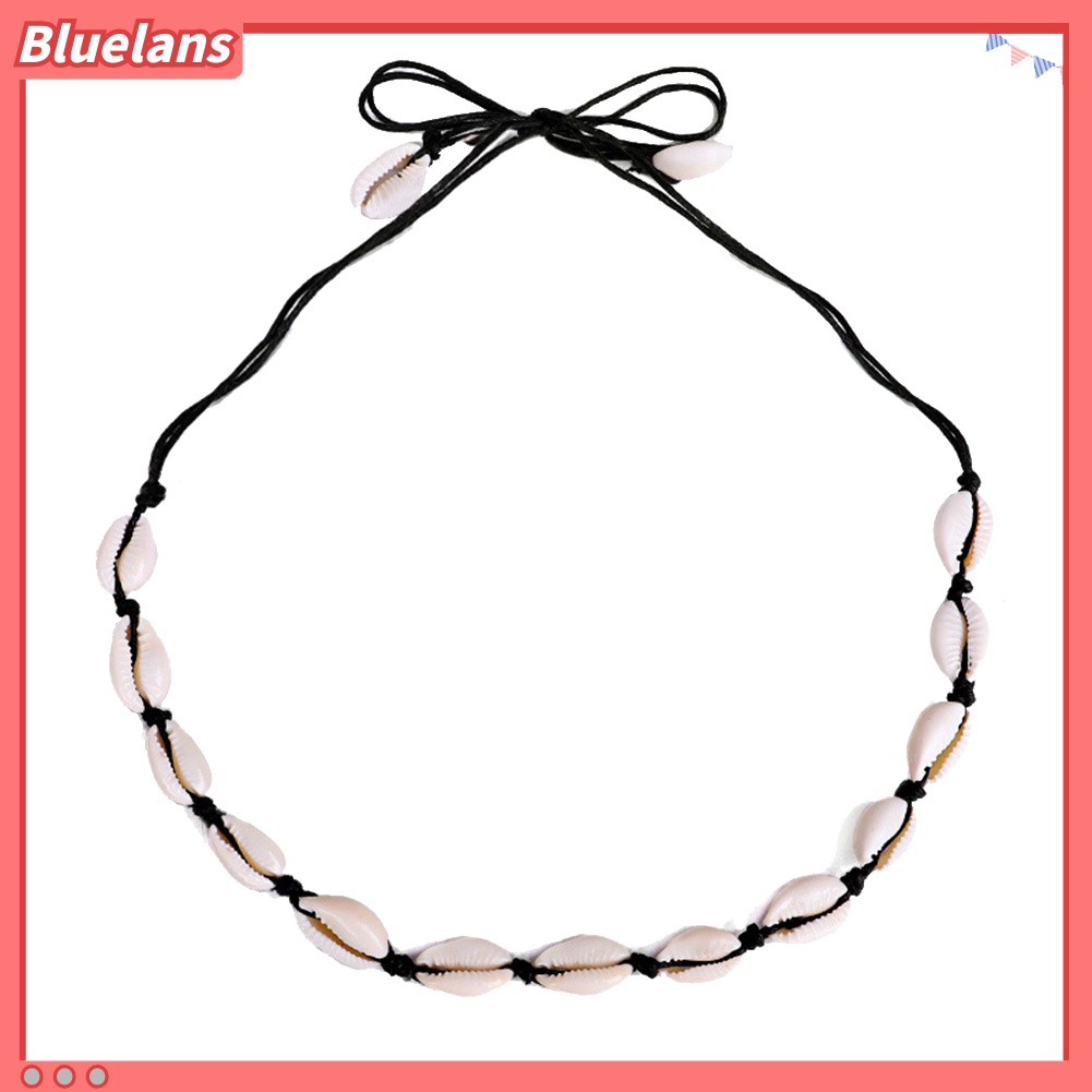 Kalung Choker Rajut Gaya Bohemian Aksen Kerang Laut Untuk Wanita