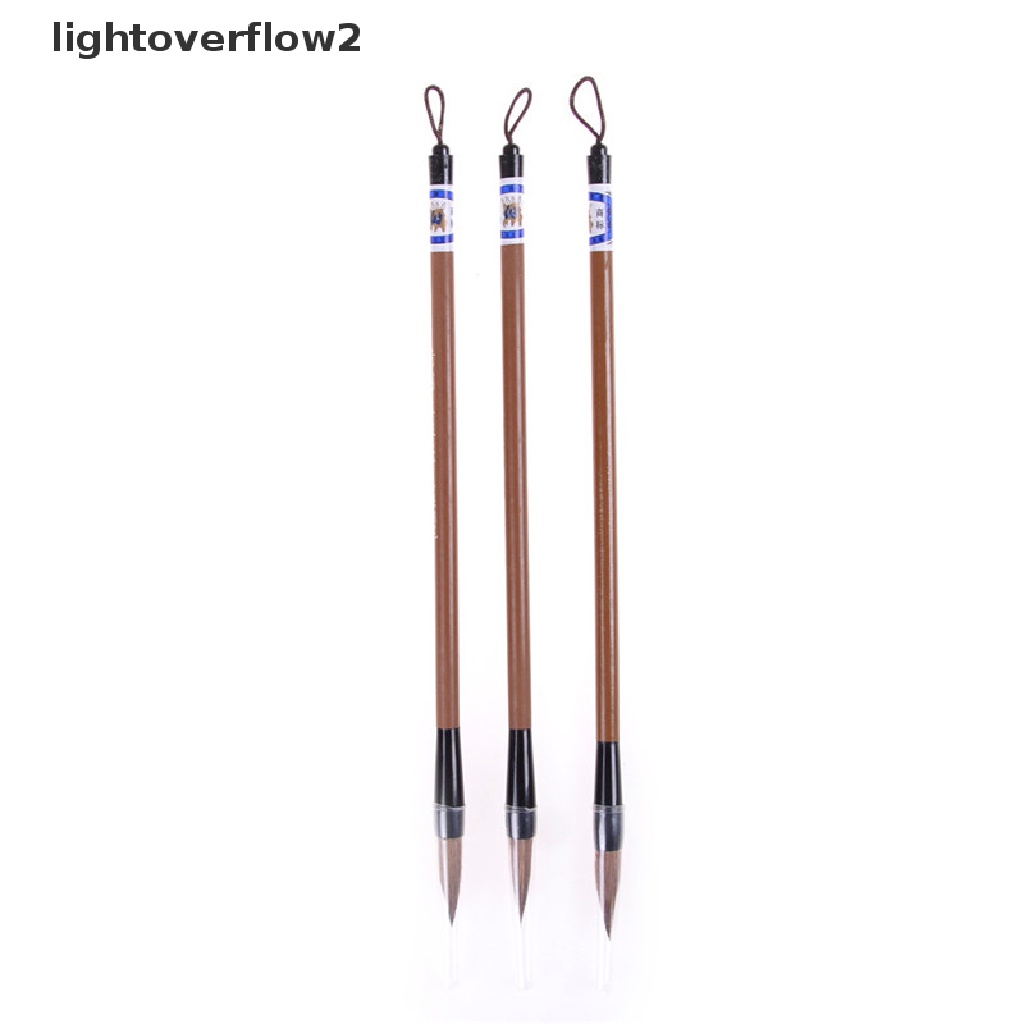 (lightoverflow2) 3pcs / Set Kuas Kaligrafi Cina / Jepang Warna Coklat