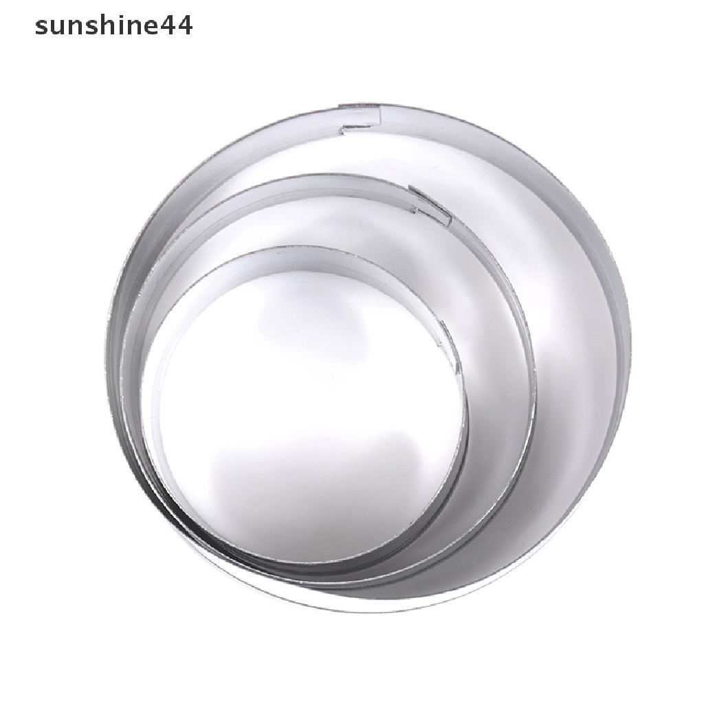 Sunshine 3pcs / set Cetakan Pemotong Biskuit / Kue Bentuk Bulat Bahan stainless steel