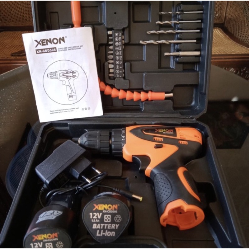 XENON CDD505 Mesin Bor Cordless Bor Baterai Charger Cas Besi Kayu - Drill Baterai