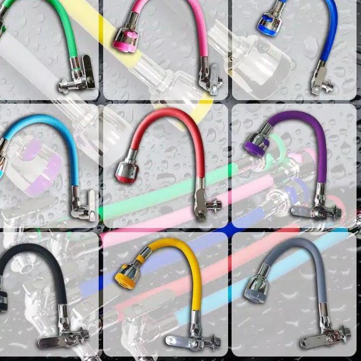 Fresh--Kran Warna Leher Angsa Fleksibel 2 Mode / Pink Ungu Hijau Biru Kuning Merah Abu Hitam