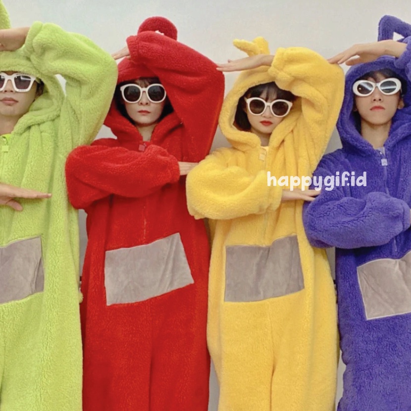 TELETUBBIES LALA PO ONESIE BAJU TIDUR KOSTUM DASTER PIYAMA KIGURUMI TINKY WINKY DIPSY