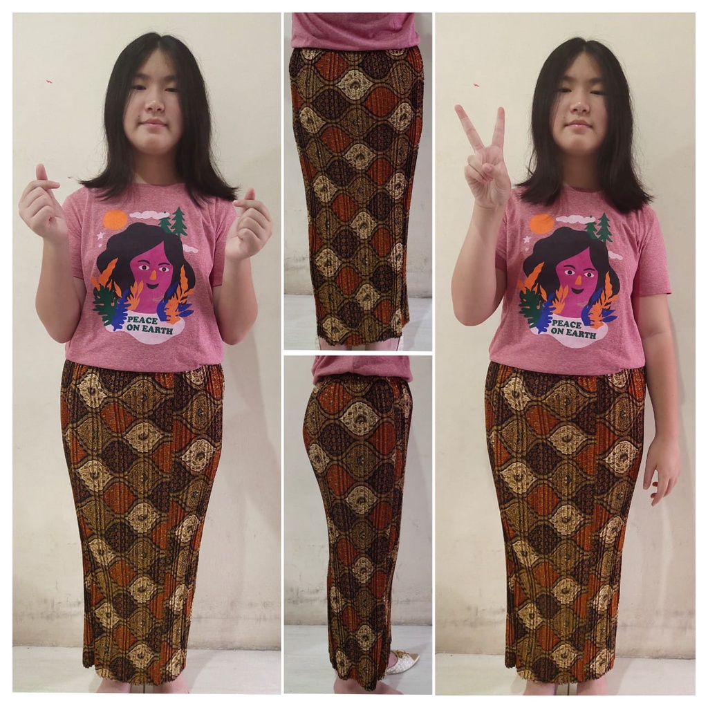 Disya rok instan plisket panjang anak tanggung batik