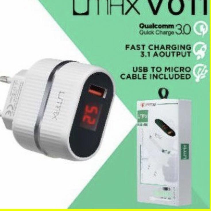 Promo Surprise TC adaptor charger umax V011 digital led 3,1A 18watt QC3.0 fast charging Free kabel