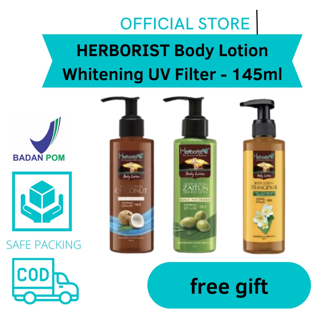 HERBORIST Body Lotion Zaitun | Coconut | Frangipani | Whitening UV Filter HERBORIS 145ml