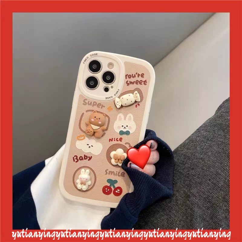 3d Cute Bear Rabbit Case Realme C53 C55 10 Pro Plus C35 C30 C12 C25 8i 9i C25Y C31 C25s C15 C21Y 8 C11 C20A C3 C21 C17 C20 8Pro 6i 5i 6 5s 5 6s Mainan Boneka Kartun Permen Sarung Soft Cover