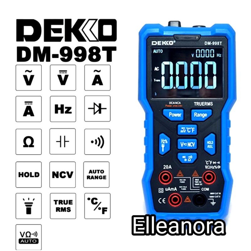 Digital Multimeter Auto Range - True RMS Dekko DM-998T DM 998T DM998T