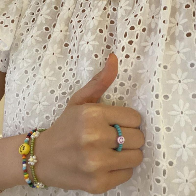 Gelang Manik Wanita Rainbow Smile Mix Beads Warna Campur Pelangi Bohemian Fancy