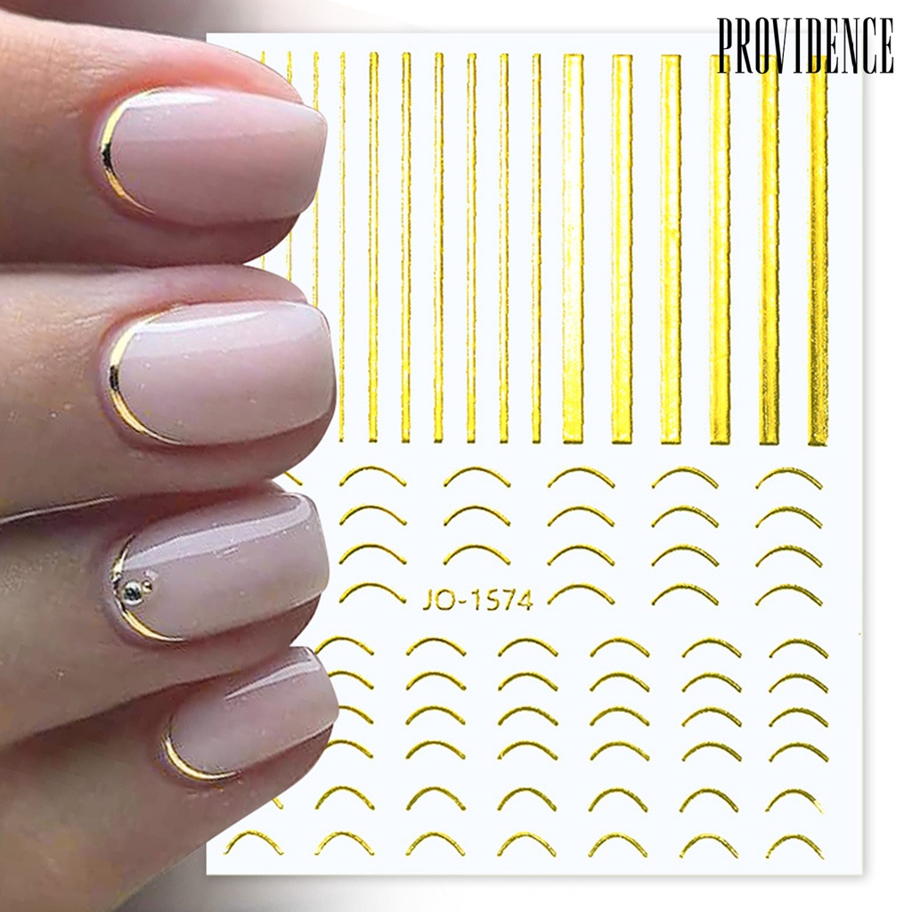 Providence Stiker Kuku Ultra Tipis Motif Garis Asimetris Untuk Nail Art / Manicure / Salon