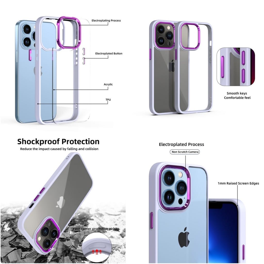 Case Chrome Acrylic Plating For iPhone 14 14 PRO 14 PLUS 14 PRO MAX Hardcase Macaron Clear Acrylic Chrome